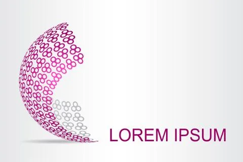 Logo stylized spherical surface with abstract shapes Stock Illustration