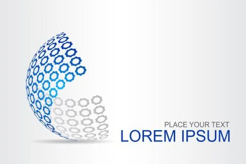 Logo stylized spherical surface with abstract shapes Stock Illustration