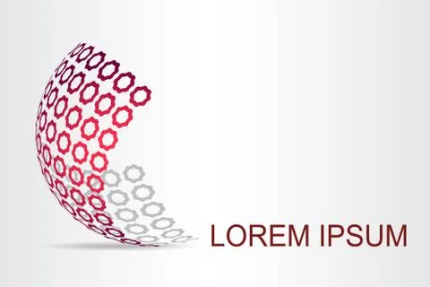 Logo stylized spherical surface with abstract shapes Stock Illustration