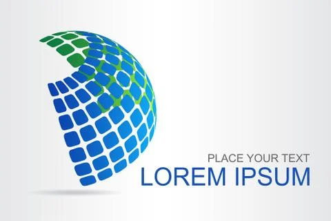 Logo stylized spherical surface with abstract shapes Stock Illustration