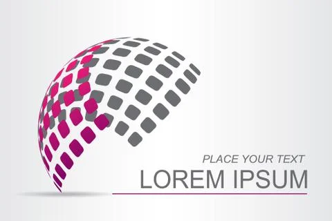 Logo stylized spherical surface with abstract shapes Stock Illustration