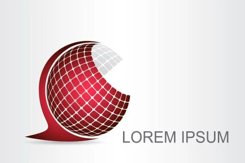 Logo stylized spherical surface with abstract shapes Stock Illustration