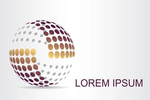 Logo stylized spherical surface with abstract shapes Stock Illustration