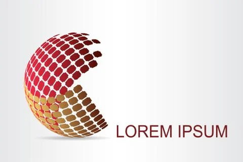 Logo stylized spherical surface with abstract shapes Stock Illustration