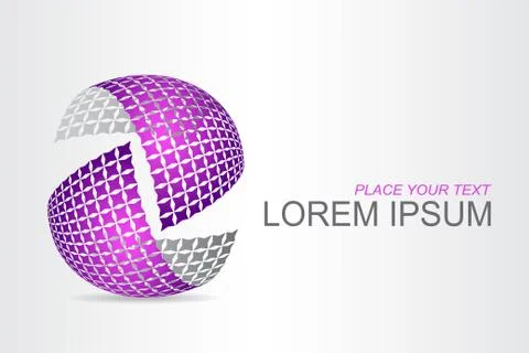 Logo stylized spherical surface with abstract shapes Stock Illustration