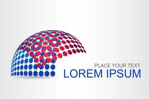 Logo stylized spherical surface with stars shapes Stock Illustration