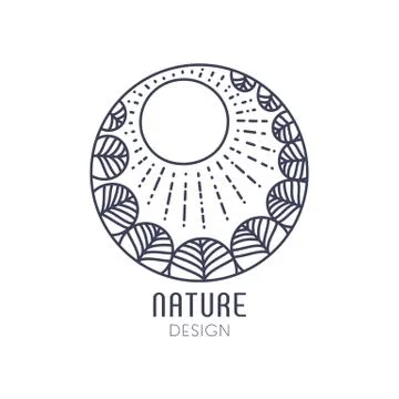 Logo sun forest outline Illustrazione stock