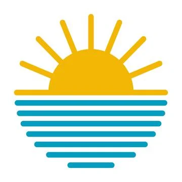 Logo sun pool ocean, icon water sky beach summer travel Stock Illustration