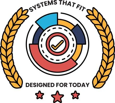 A logo for systems that fit designed for today Illustrazione stock