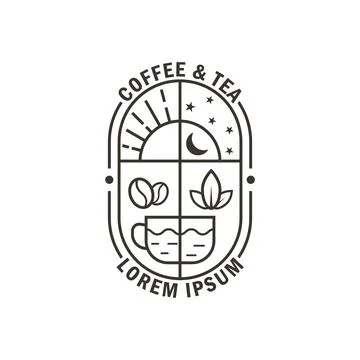 Logo tea coffee. Eco Coffee Logo. Shop Logo Template Design. Stock Illustration
