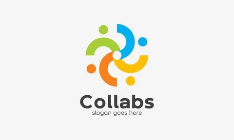 Logo teamwork people networking connection support team minimalist concept .. Illustrazione stock