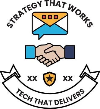 A logo for Tech That Delivers that shows two hands shaking Stock Illustration