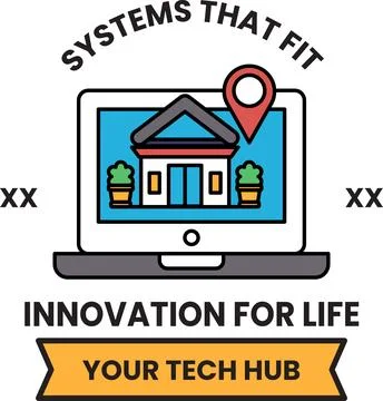 A logo for a tech hub that is designed to look like a laptop Stock Illustration