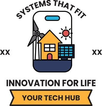 A logo for a tech hub that is focused on innovation for life Illustrazione stock