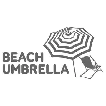 Logo template with beach umbrella and sun bathing lounge chair Stock Illustration