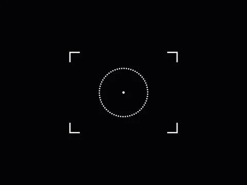 Logo Template with circle photo camera target icon on dark background. Vector Stock Illustration