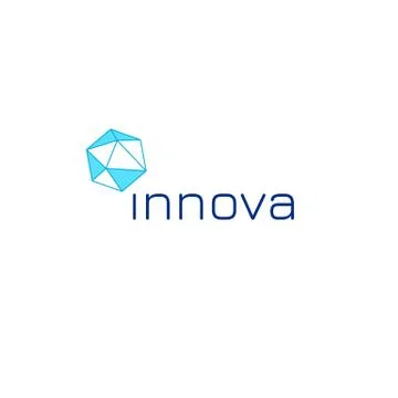 Logo template with crystal idea abstract business emblem, line style constell Stock Illustration