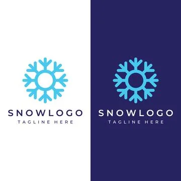 Logo template design abstract blue snowflake or cold elements with outline... Illustrazione stock