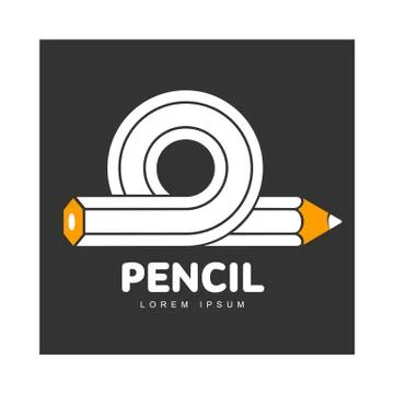 Logo template with horizontal pencil wound into a loop Stock Illustration