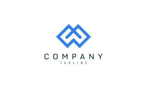 Logo template letter M in bold blue geometry Stock Illustration