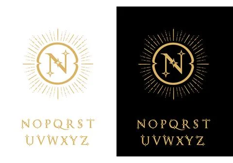 Logo template letters are framed by a pattern. Stock Illustration