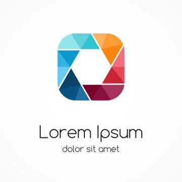 Logo template. Modern vector abstract square and hexagon creative sign or symbol Illustrazione stock