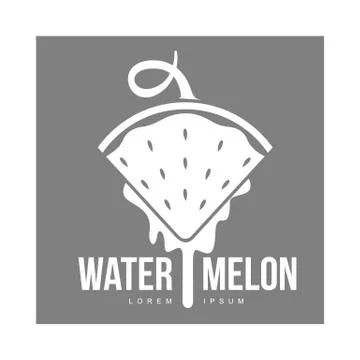 Logo template with side view of stylized triangular watermelon slice Stock Illustration