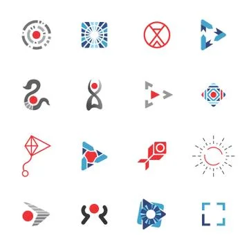 Logo Template Vector Red and Blue Icons Set Stock Illustration