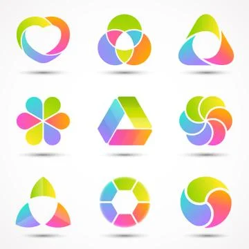 Logo templates set. Modern vector abstract circle creative sign or symbol Stock Illustration