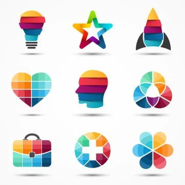 Logo templates set. Modern vector abstract circle creative sign or symbol イラスト素材