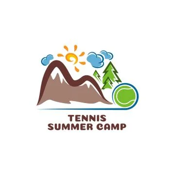 Logo tennis summar camp. Fun cartoon logo. Stock Illustration