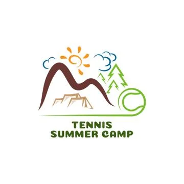 Logo tennis summar camp. Fun cartoon logo. Stock Illustration