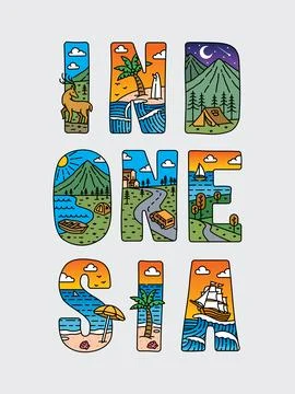 Logo text indonesia design vector Stock Illustration