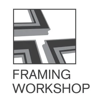 Logo on the theme of framing workshop, frame Stock Illustration