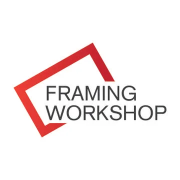 Logo on the theme of framing workshop, frame Stock Illustration