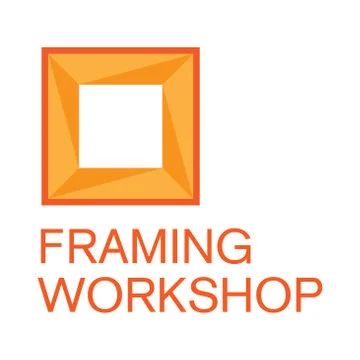 Logo on the theme of framing workshop, frame Stock Illustration