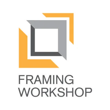 Logo on the theme of framing workshop, frame Stock Illustration