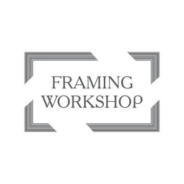Logo on the theme of framing workshop, frame Stock Illustration