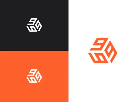 Logo three digits 9. Simple creative geometric sign Illustrazione stock