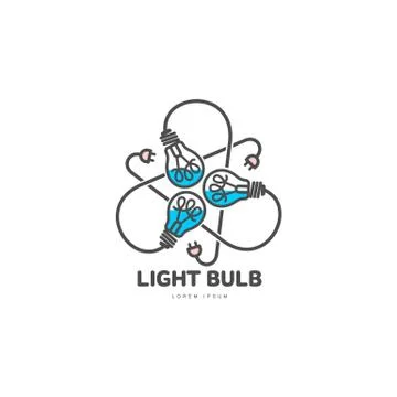 Logo of three light bulbs with powers cords 스톡 일러스트