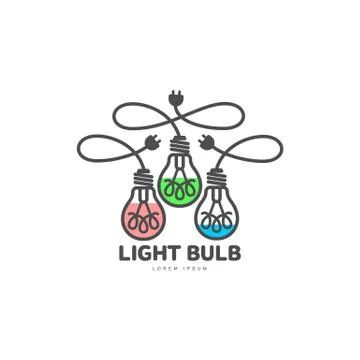 Logo of three light bulbs with powers cords 스톡 일러스트