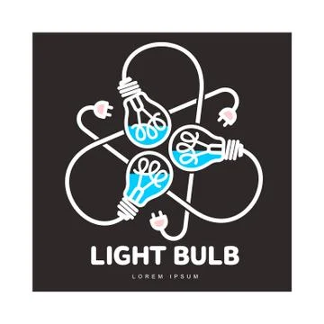 Logo of three light bulbs with powers cords 스톡 일러스트