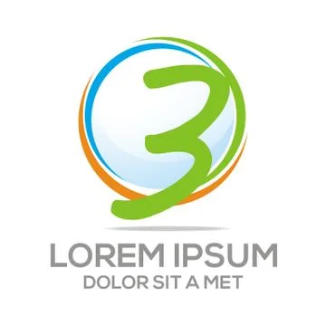 Logo Three Vector Number Stock Illustration