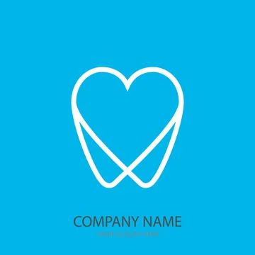 Logo tooth in the form of heart blue background Stock Illustration