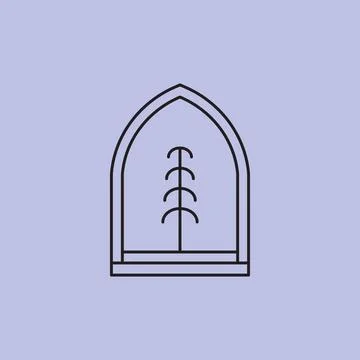 Logo tree line minimalist simple vector logo illustration design Stock Illustration