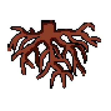 Logo tree root pixel art vector illustration Stock Illustration