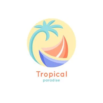 Logo tropical ship Stock Illustration