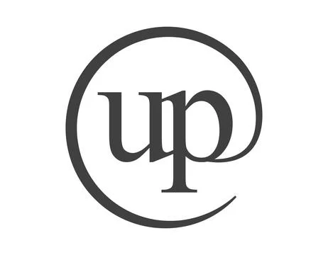 UP logo from two letter with circle shape email sign style. U and P round l.. Stock Illustration