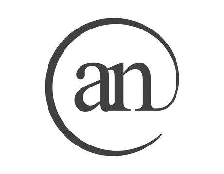 AN logo from two letter with circle shape email sign style. A and N round l.. Stock Illustration