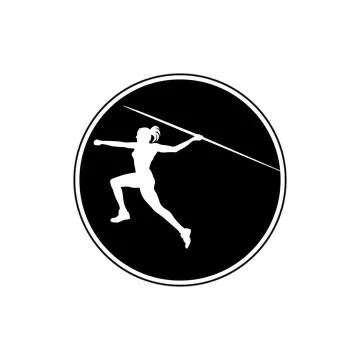 Logo type Vector illustration of Javelin throwing women Athlete. Stock Illustration